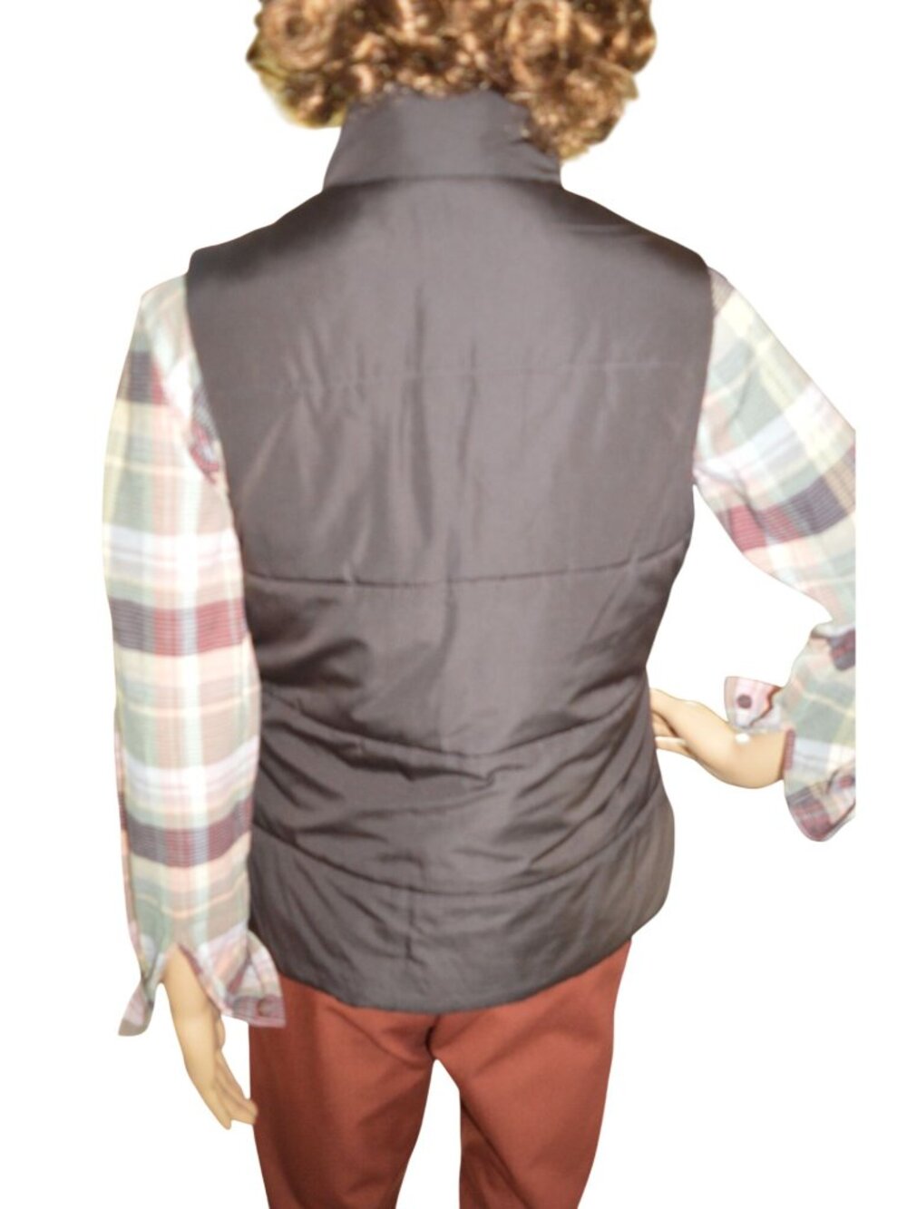 Merona Reversible Puffer Vest Brown Light Pink Women's Size Small Casual Fall - Picture 2 of 9